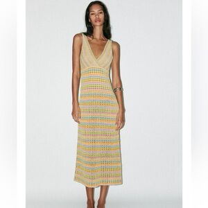 Zara Multicolor Knit Maxi Dress